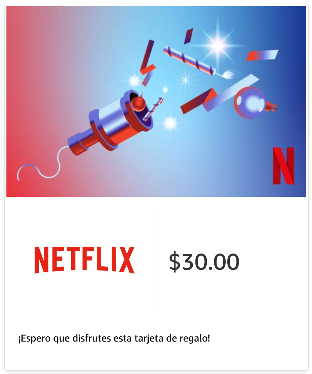 Tarjeta Regalo Netflix 30 USD