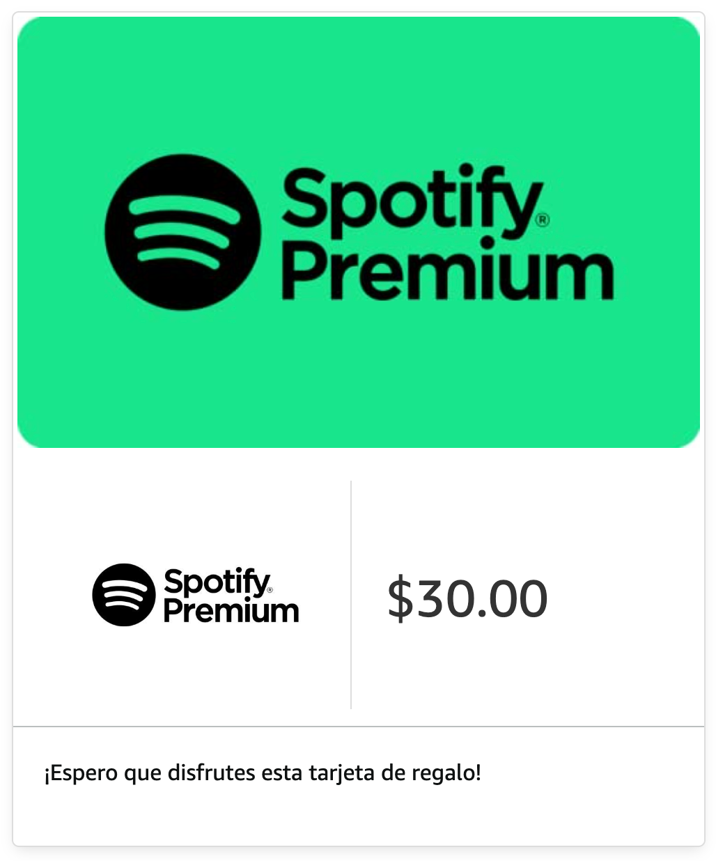 Tarjeta Regalo 30 USD Spotify