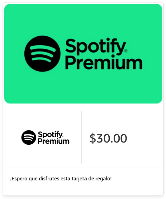 Tarjeta Regalo 30 USD Spotify